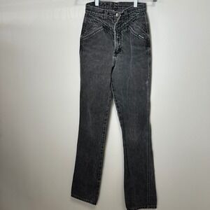 ROCKIES Women's Vintage Black Wash High Rise bareback jeans